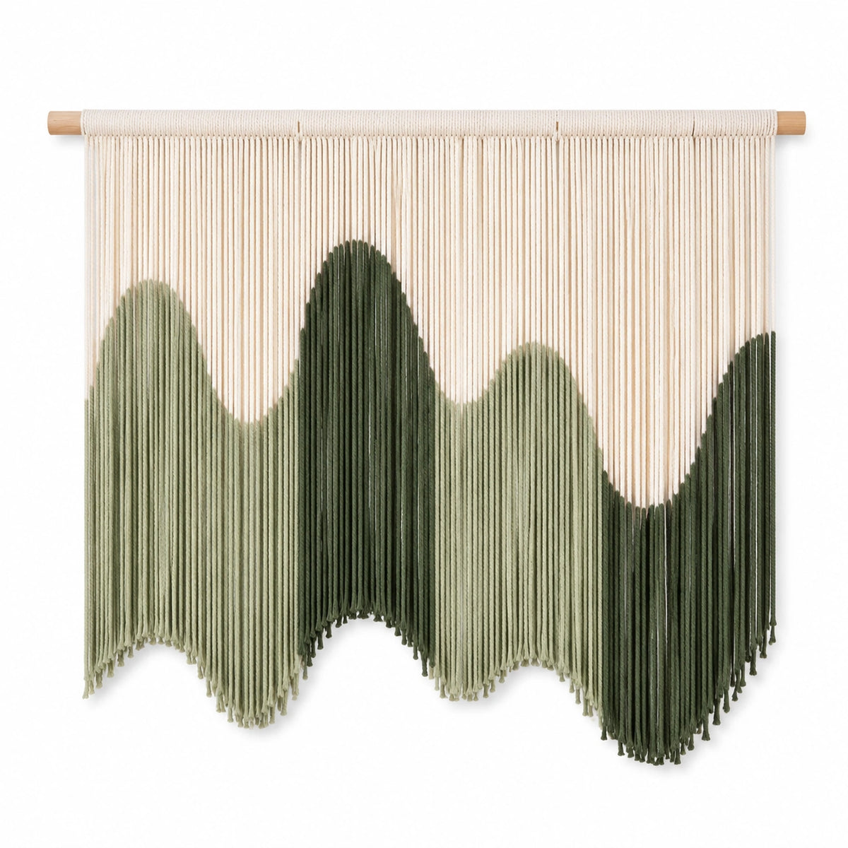 Makramee Wandteppich 100 x 100 cm Baumwollkordel Grün Creme Boho Wanddekoration