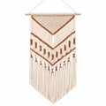 Makramee Wandbehang 50 x 100 cm aus Textilkordel in Cremebraun Boho Wanddekoration