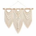 Makramee Wandteppich 100 x 110 cm Baumwolle Beige Boho Wanddekoration