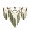 Wandbehang 100 x 105 cm Textilkordel Olivgrün Creme Boho Makramee