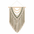 Makramee Wandteppich 60 x 90 cm Baumwolle Beige Grün Boho Wanddekoration