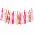 Quastengirlande 300 cm Papier Rosa Creme Pfirsich Roségold - Partydekoration zum Aufhängen