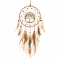 Traumfänger 35 x 75 cm Naturfaser Federn Braun Beige Boho Wanddekoration