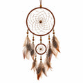 Traumfänger 20 cm x 65 cm Braun mit Federn Wanddekoration im Boho Stil