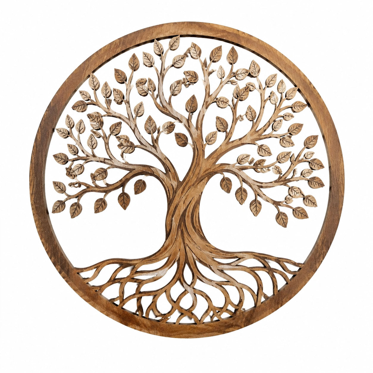 Wanddekoration Baum des Lebens Ø 60 cm aus Holz Braun Rundes Naturmotiv
