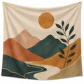 Wandteppich 150 x 150 cm Polyester Beige Grün Braun Landschaftsmotiv
