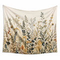 Wandteppich 150 x 130 cm aus Polyester in Creme Grün Braun mit Blumenmotiv